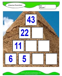 Çıkarma Pramidi Çalışma Sayfaları